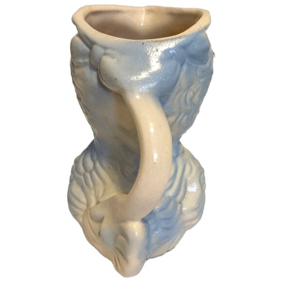 Vintage Shawnee Pottery Blue Chick Vase w Handle & Gold Accents Retro Whimsical - Picture 5 of 8